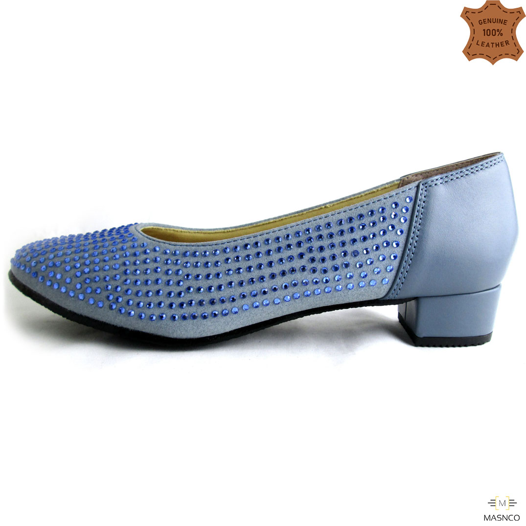 Reflective Formal Leather Shoes for Women (Blue)