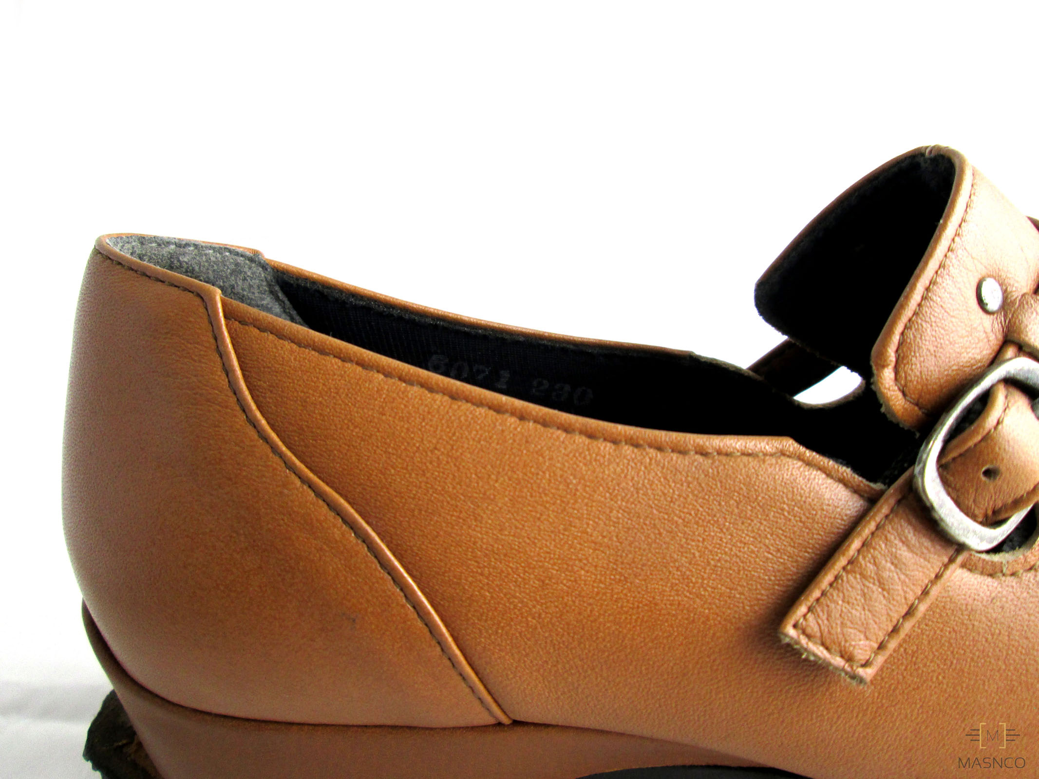 Formal Genuine leather shoe with straps for Women (Brown)