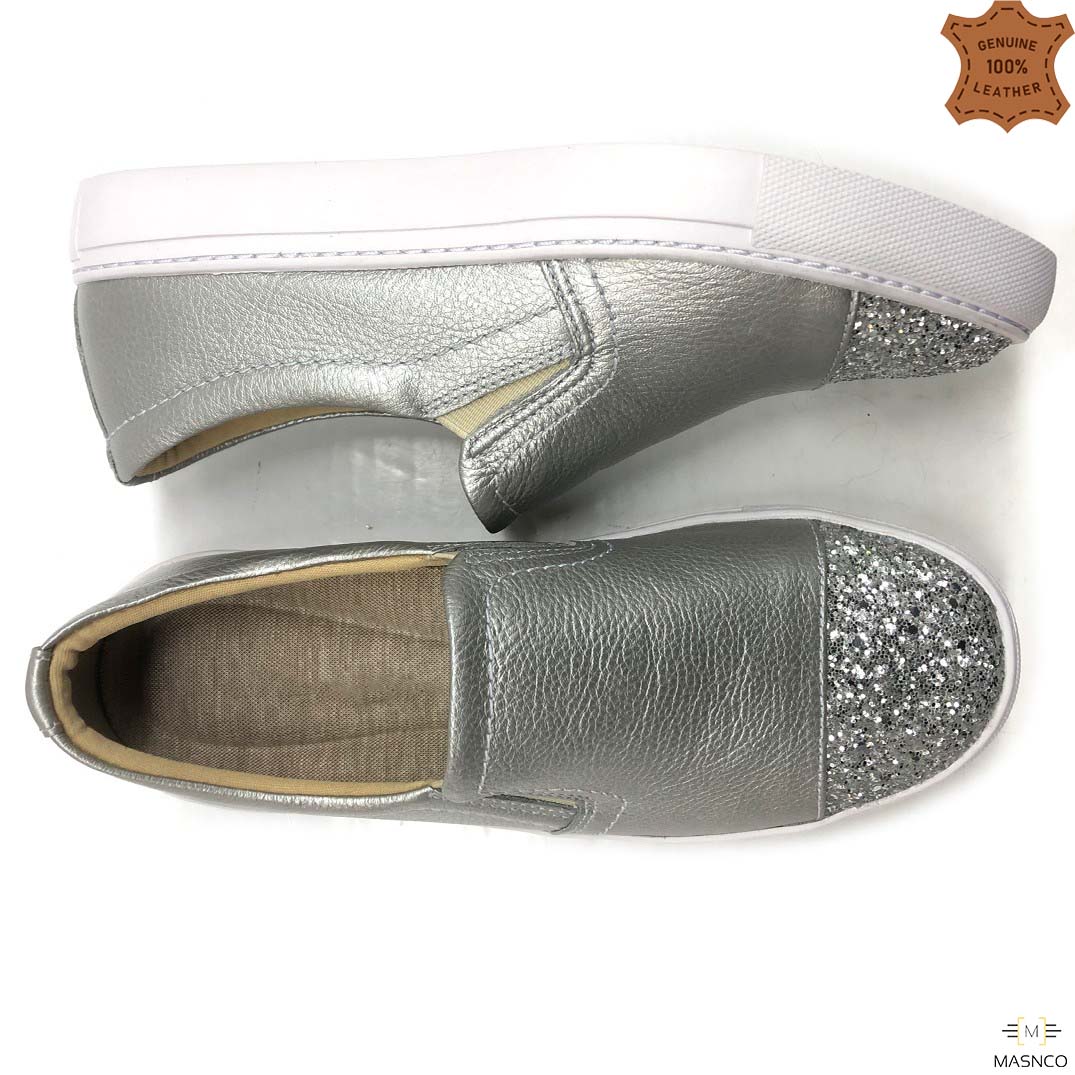 Brand New silver Reflective Loafer for Women