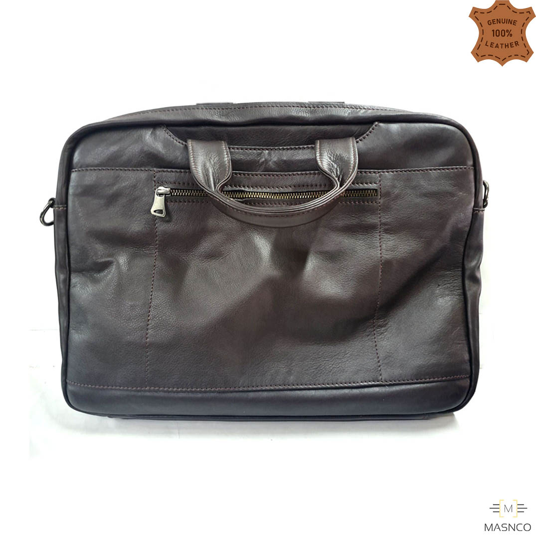 Genuine Leather Laptop Bag (Black)