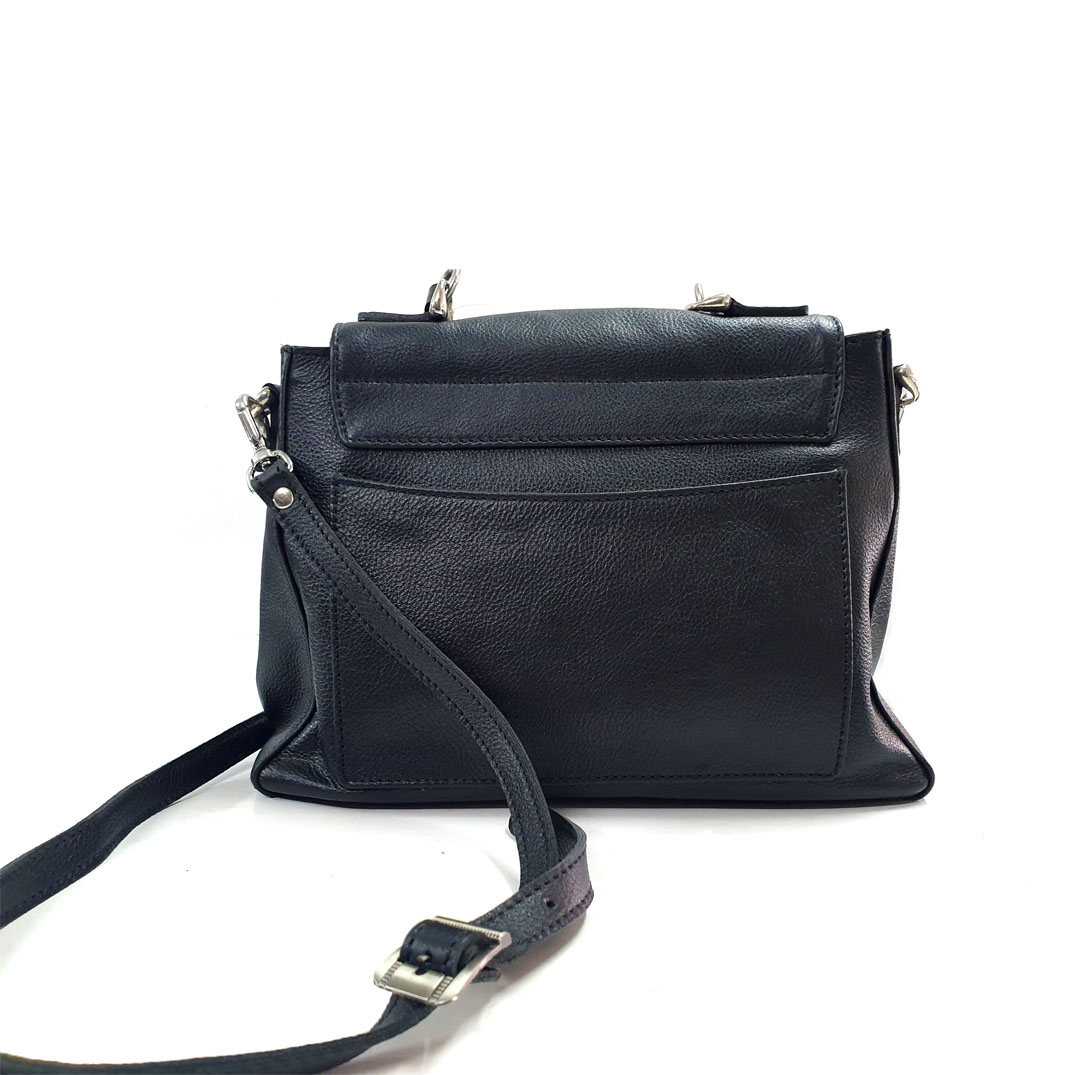 Black Leather Cross-body Bag – MASNCO