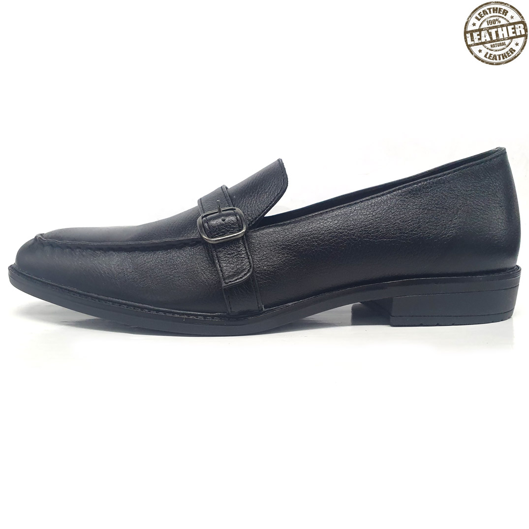 Single Monk Leather Shoe Black