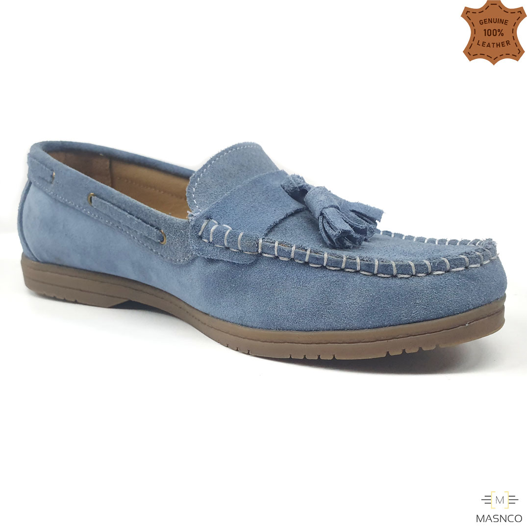 Suede Leather Loafers in Blue