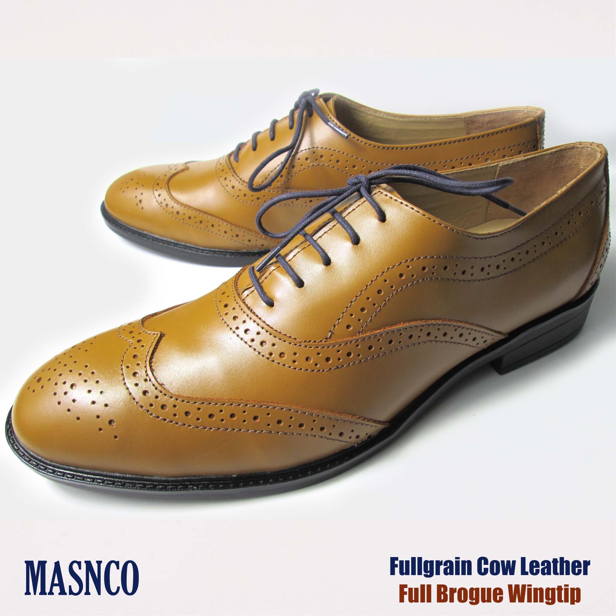 Formal Leather Brogue Shoes for Men in Camel