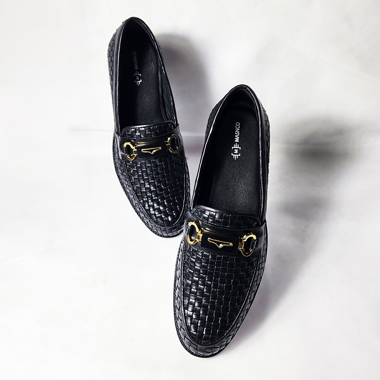 Premium Black Hand Braided Leather Shoes