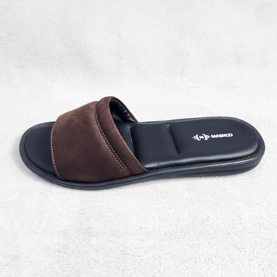 Leather Slider with maximum comfort in Nubuck DBR