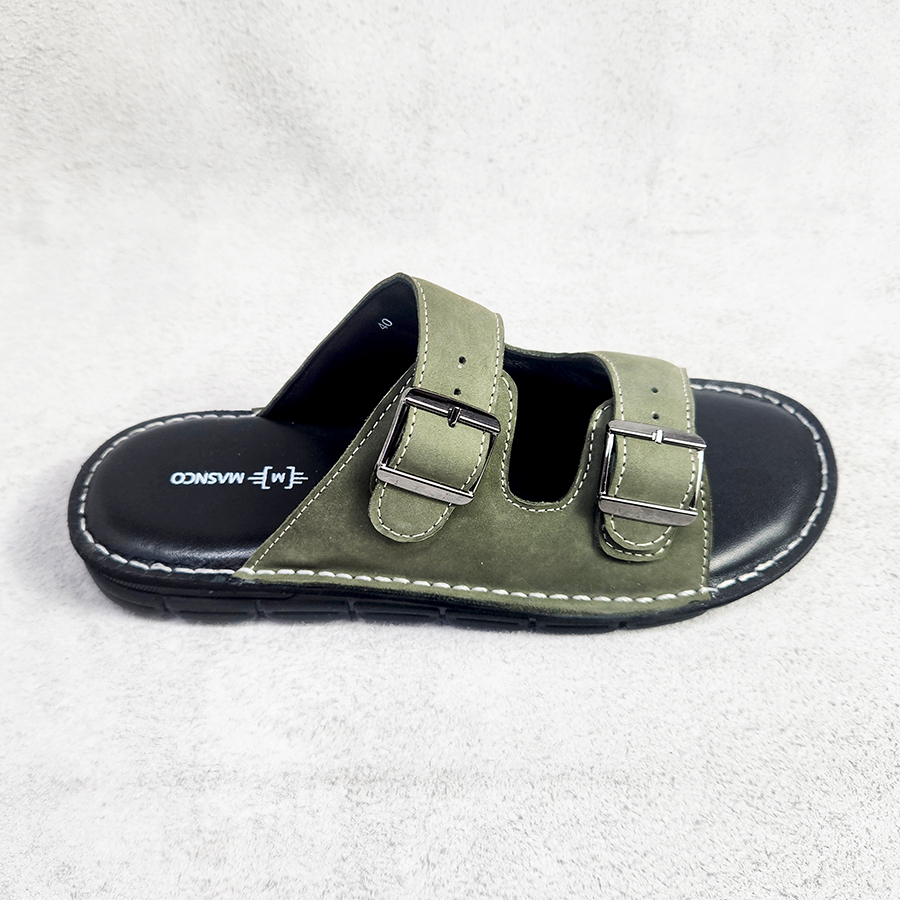 Comfortable Leather Sandal in Olive