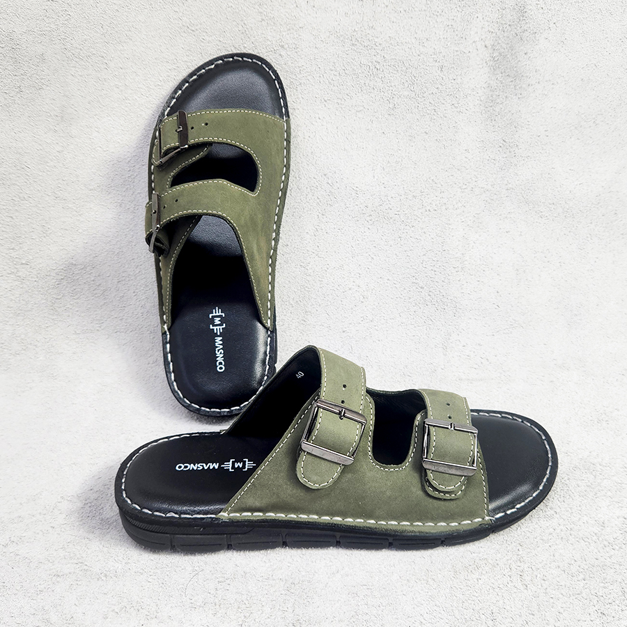 Comfortable Leather Sandal in Olive