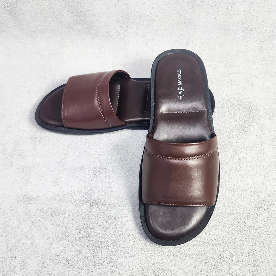 Leather Slider with maximum comfort in Brown