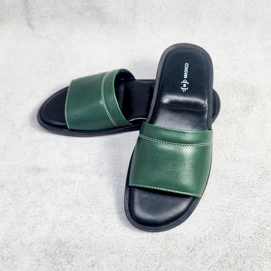 Leather Slider with maximum comfort in Green