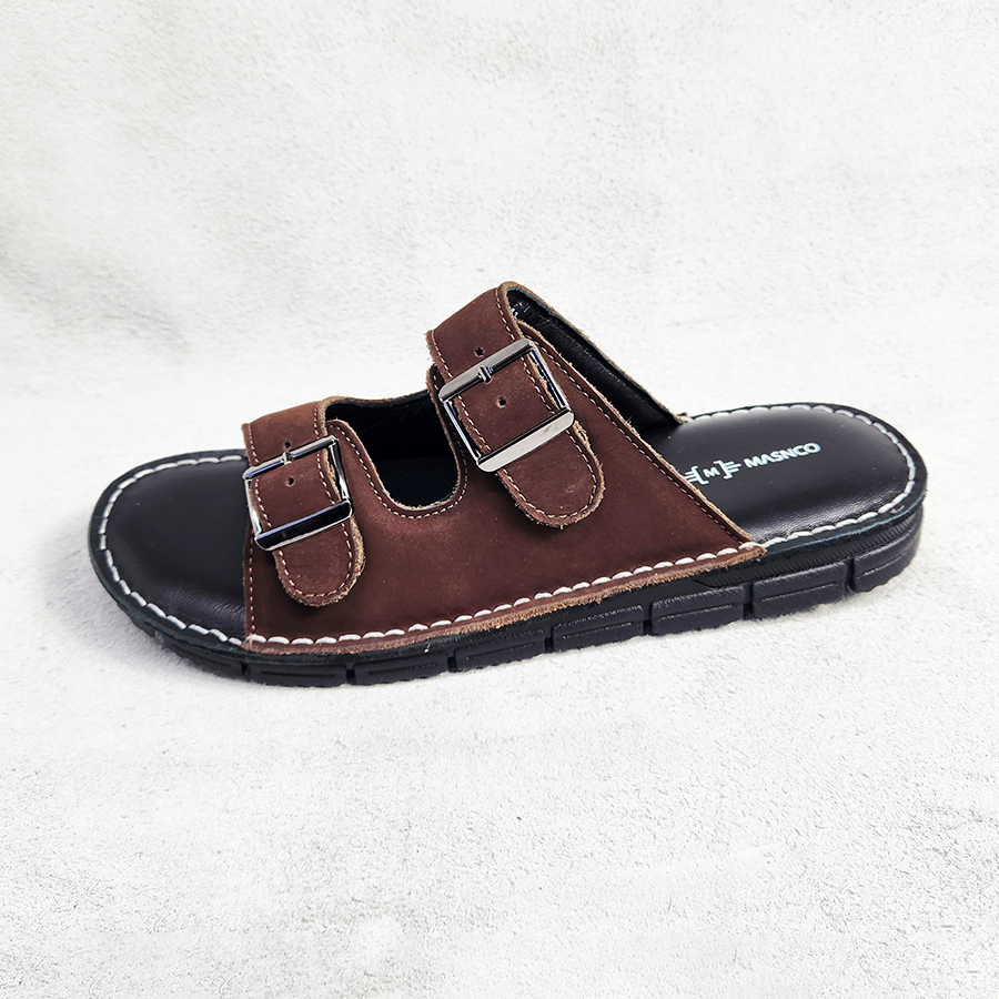 Comfortable Leather Sandal in Dark Brown