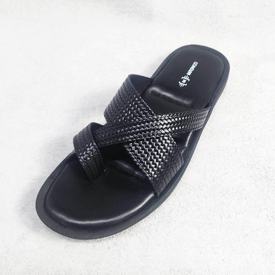 Black leather straps Sandals