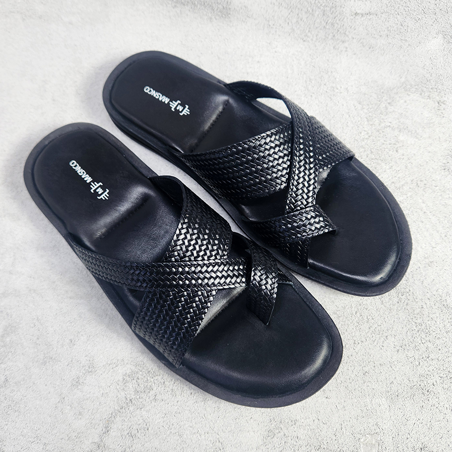 Black leather straps Sandals