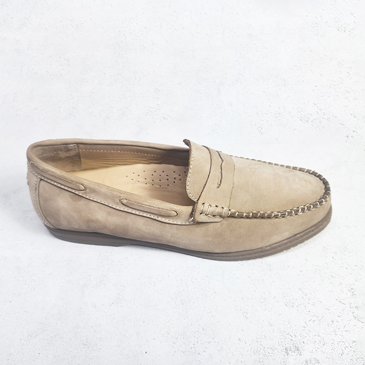 Premium Nubuck Leather Loafer In Beige