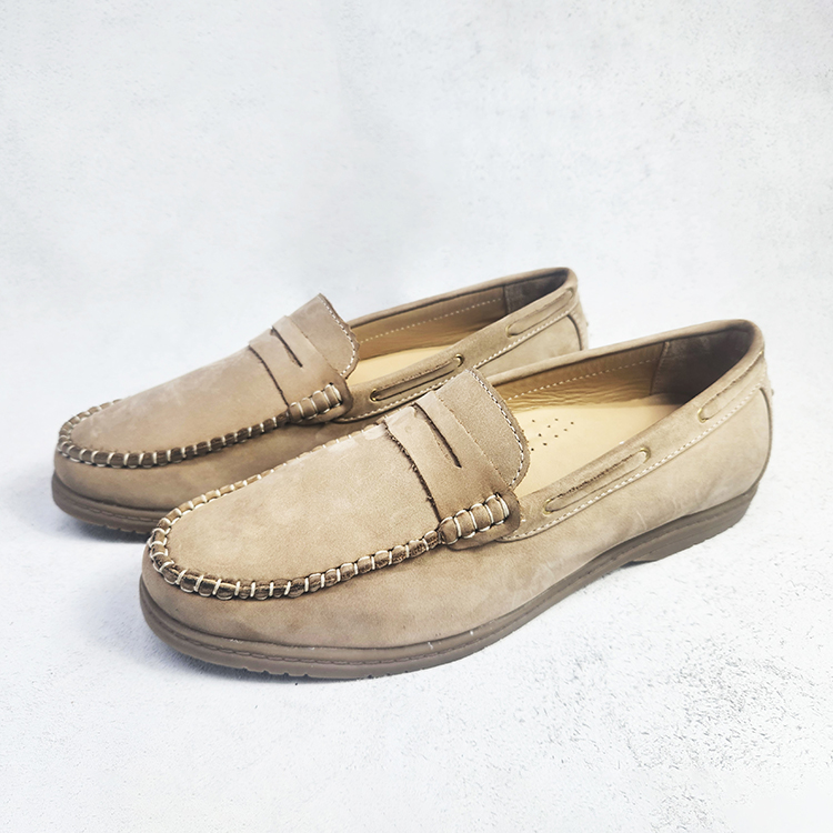 Premium Nubuck Leather Loafer In Beige