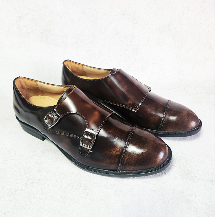 Double Monk Leather Shoes for Men