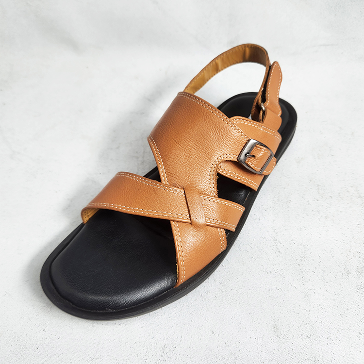 Men’s Back Belt Sandal in Light Brown