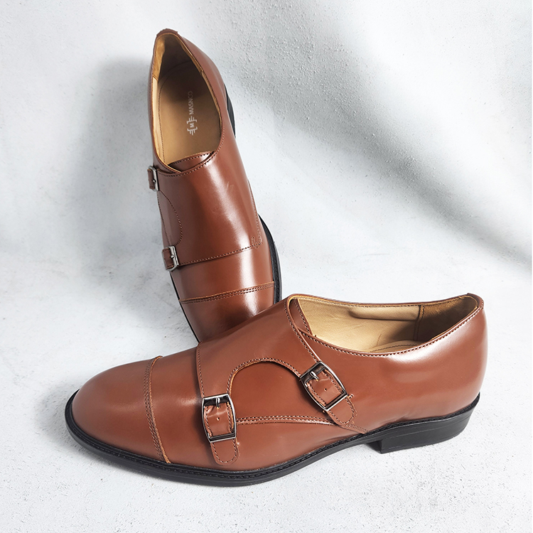 Double Monk Leather Shoes for Men