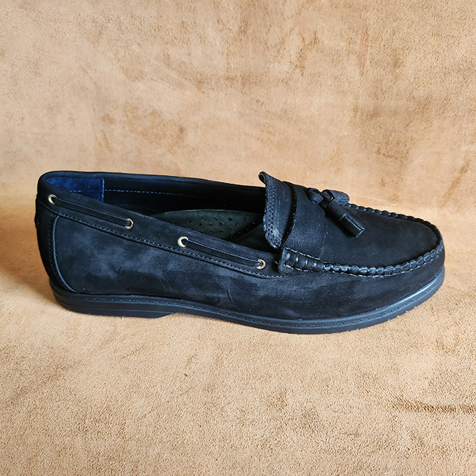 Premium Nubuck Leather Loafer In Black