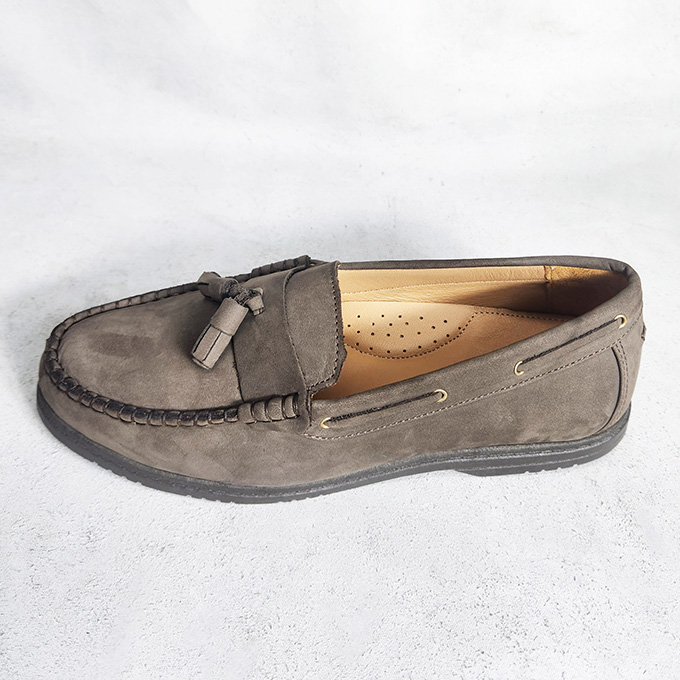 Premium Nubuck Leather Loafer In Grey