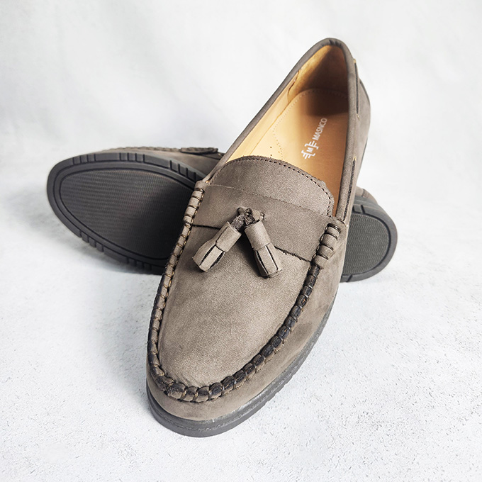 Premium Nubuck Leather Loafer In Grey