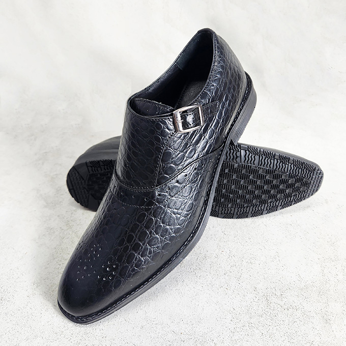 Premium Single Monk Shoe (Crocodile Print)