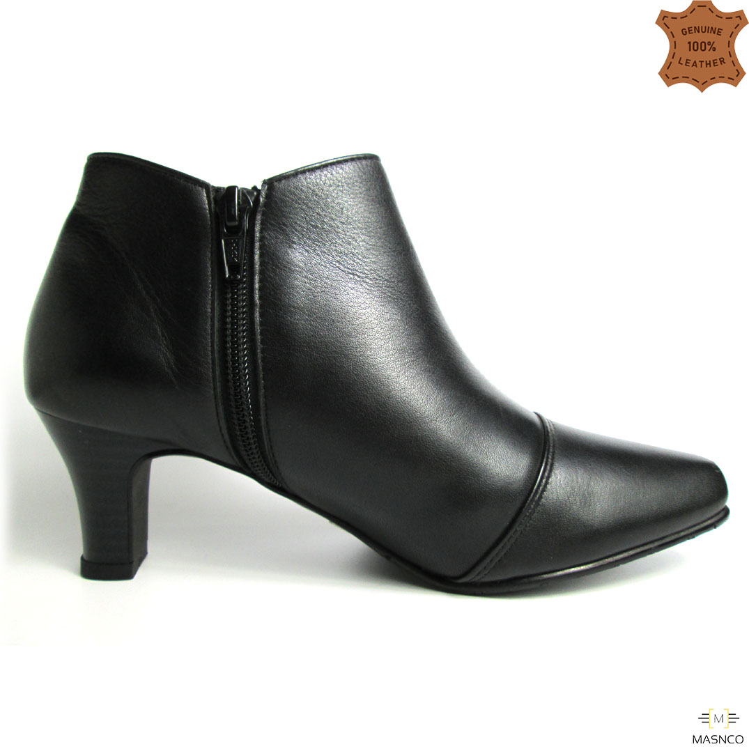 Classic Leather Zipper Boots For Women