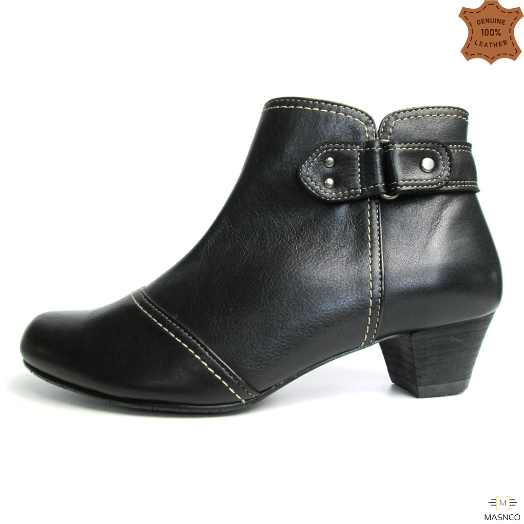 Forever Comfort® Leather Boots with Leather Straps (Black)