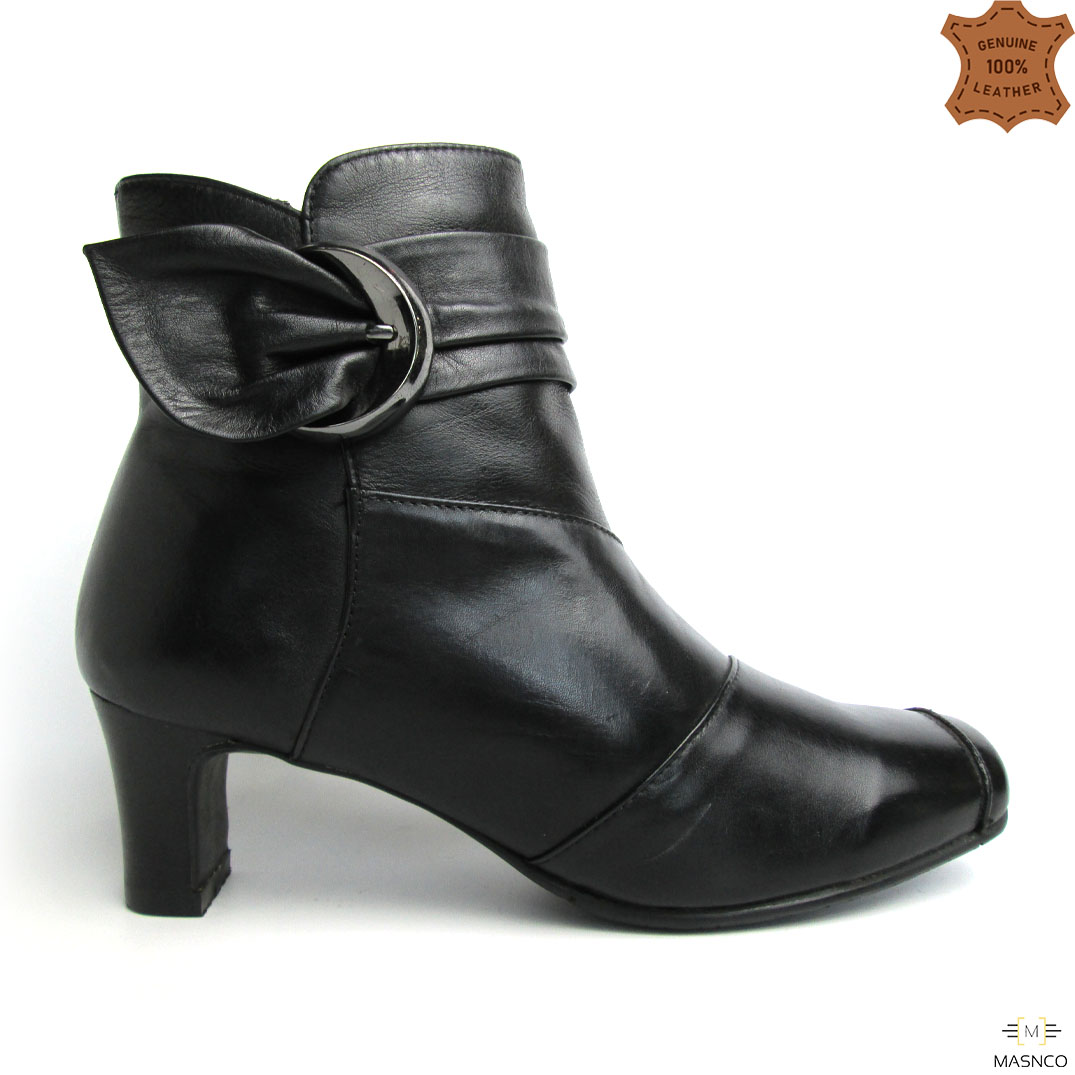 Leather Boot With Buckles for Women (Black)