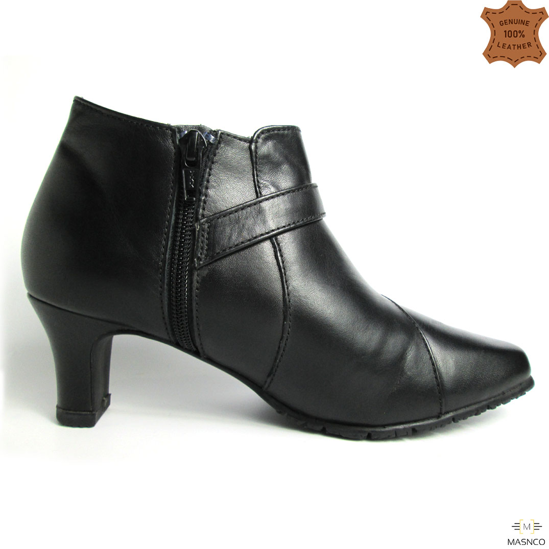 Pure Black Saddle Boot For Women