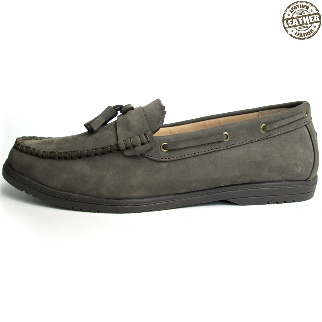 Nubuck Leather Loafer In Grey