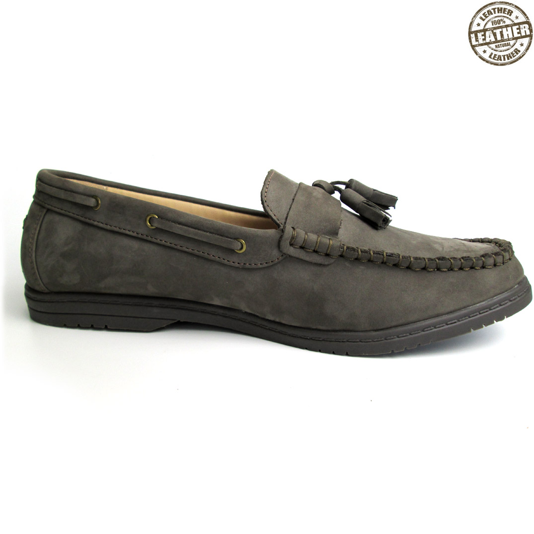 Nubuck Leather Loafer In Grey