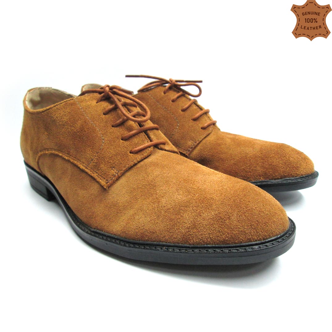 Derby Shoes in Tan Suede
