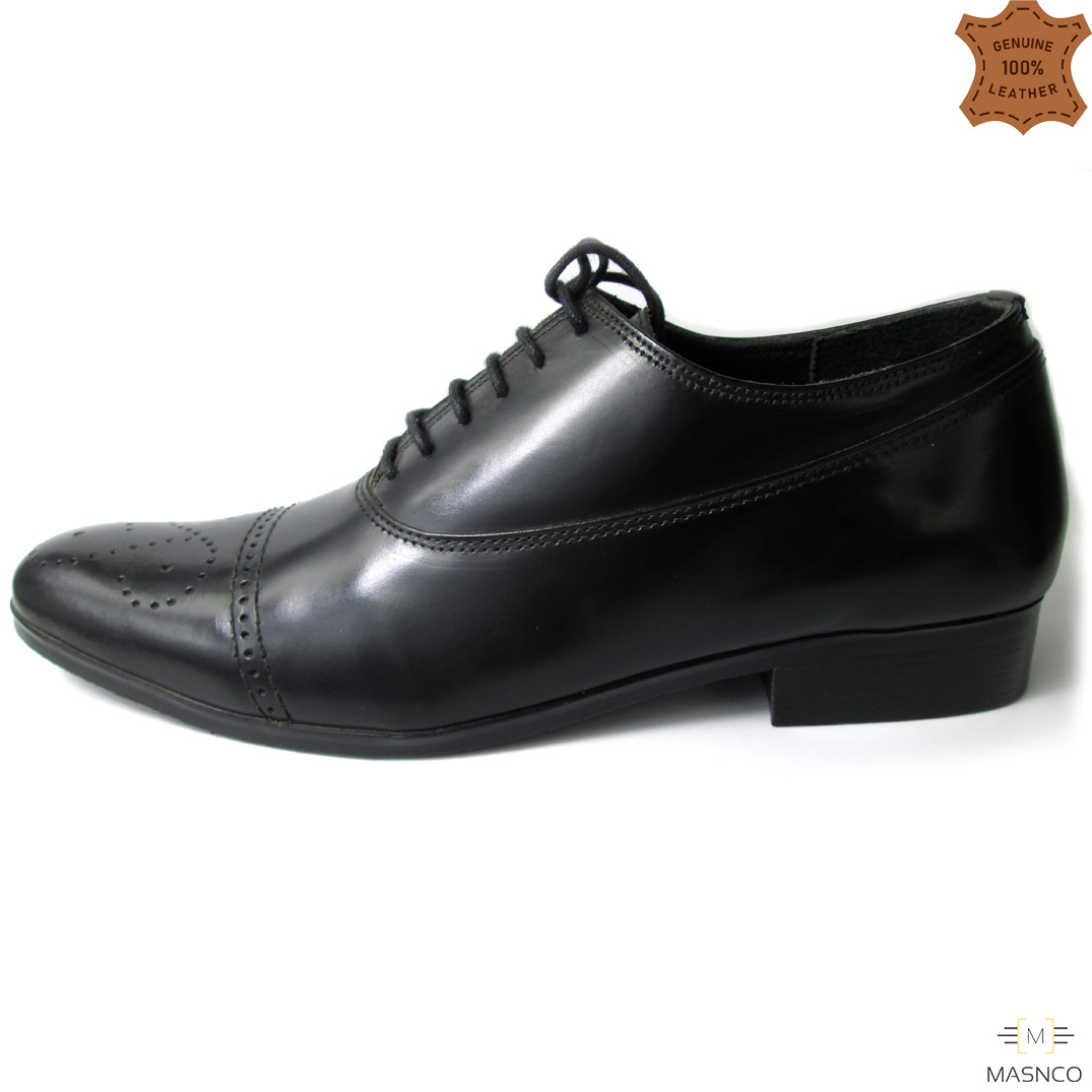 Quarter Broque Formal Shoes for Men (Black)