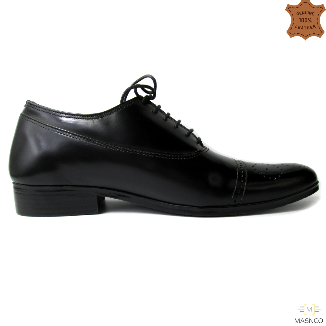 Quarter Broque Formal Shoes for Men (Black)
