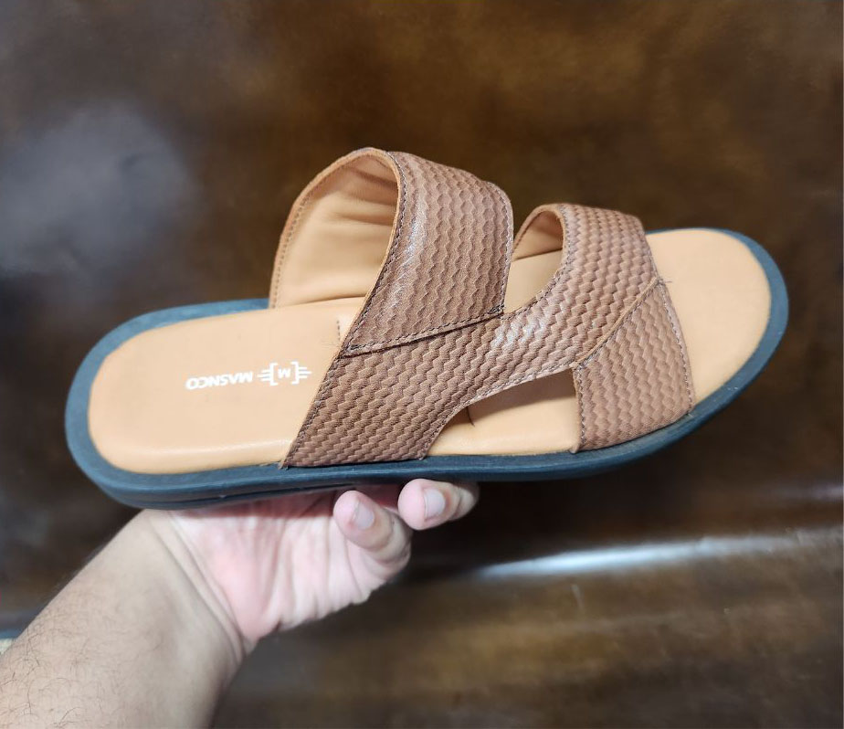 Soft Premium Leather Sandal in Printed Light Brown