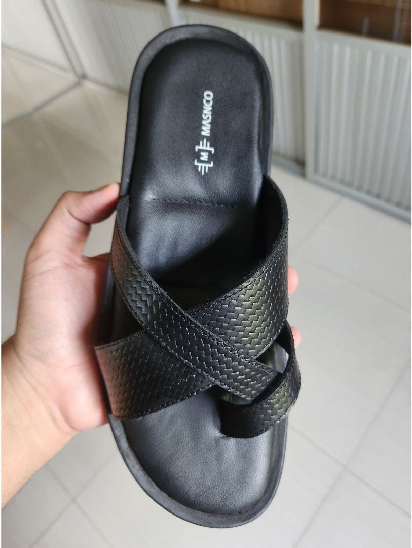Black leather straps Sandals