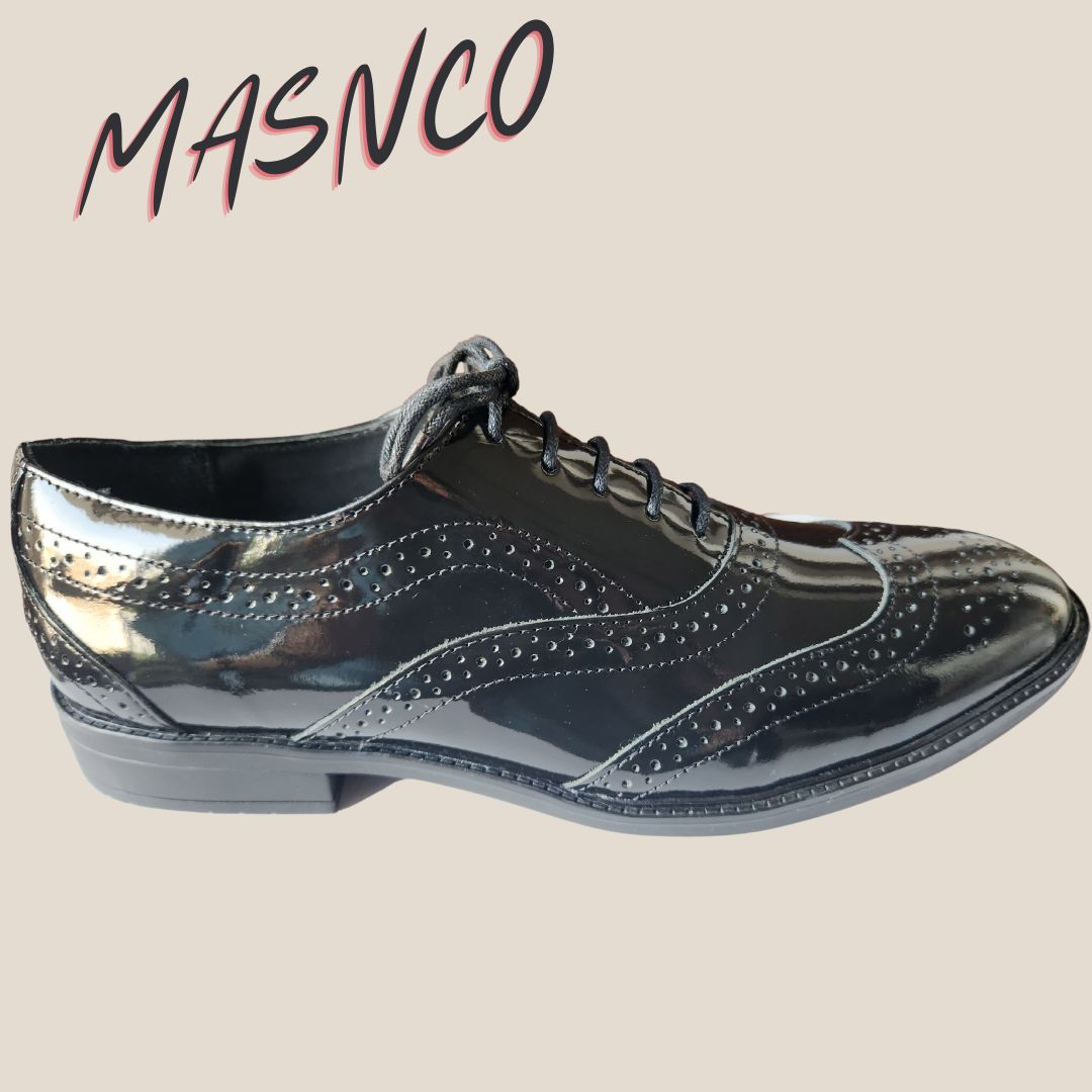 Glossy Leather Shoes for Men Black