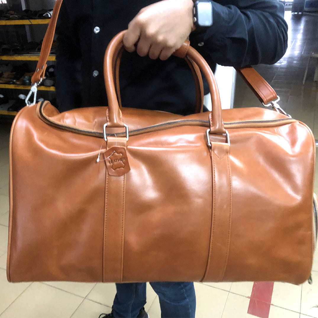 Leather Duffle Bag with shoe compartment. – MASNCO