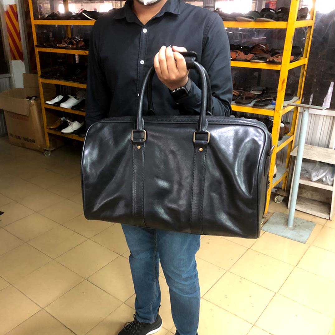Black Leather Duffle Bag