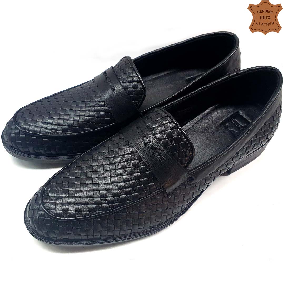 Black Hand Braided Leather Shoes