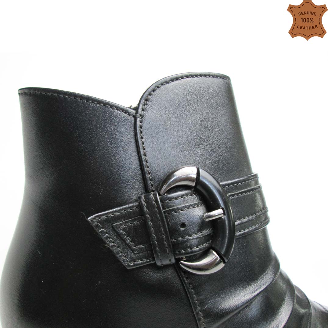 womens black leather boots with buckles