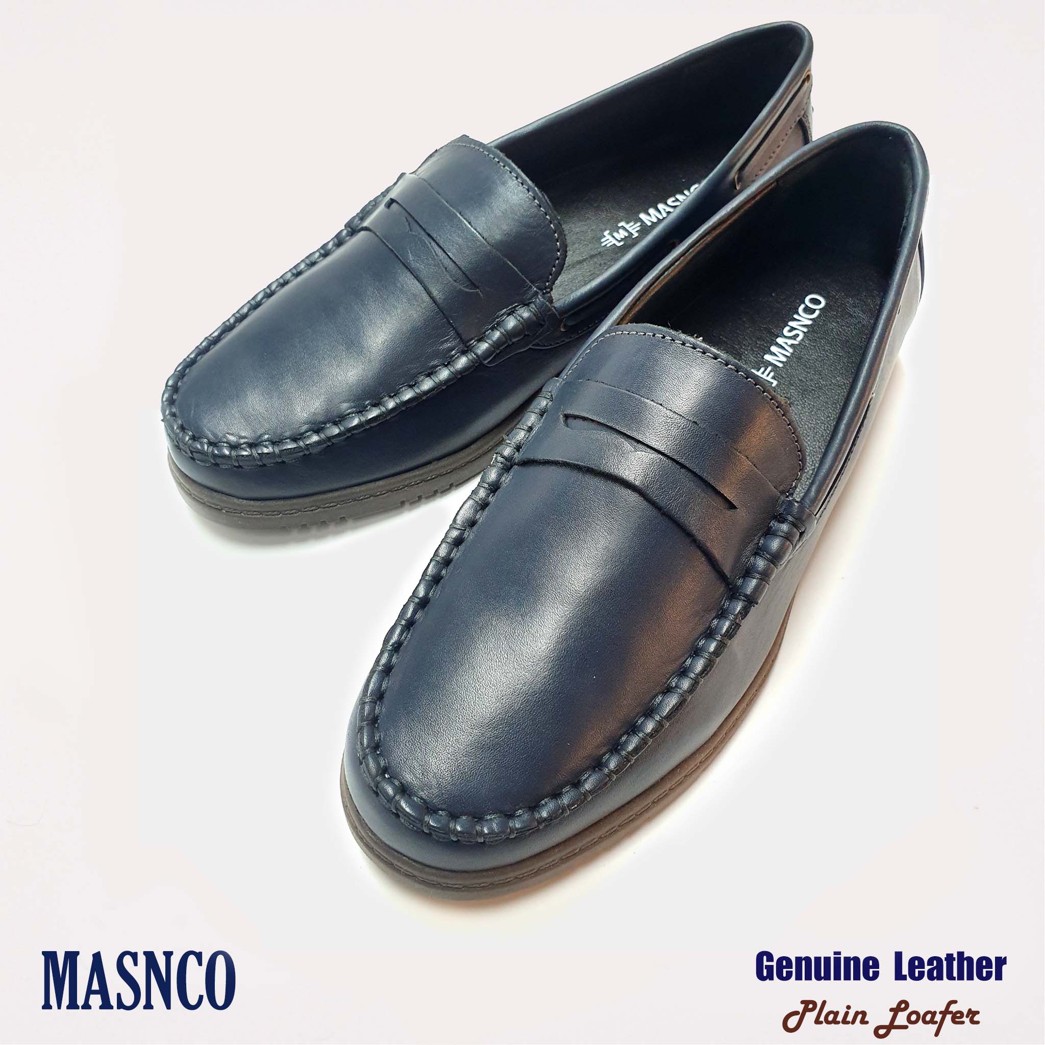 Leather Loafer in Blue without Tassels