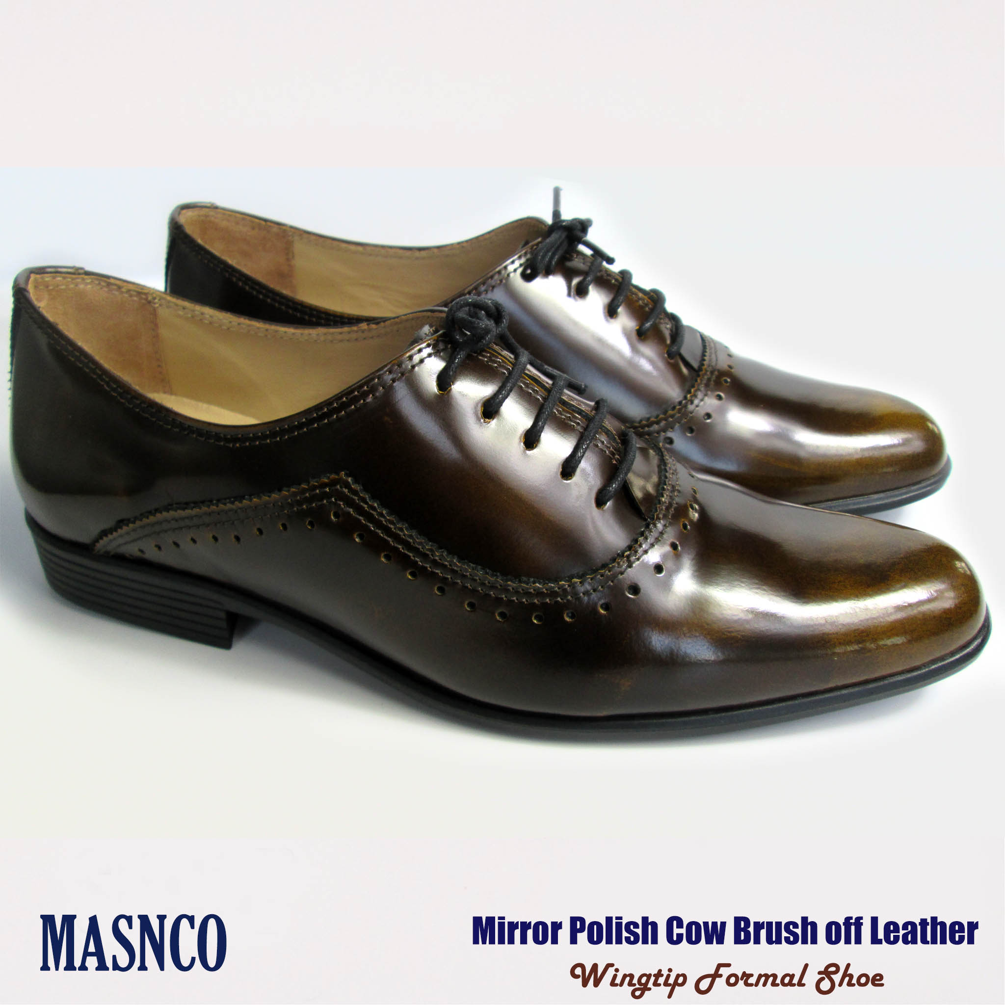 Mirror polish Brown Formal Leather Shoes for Men