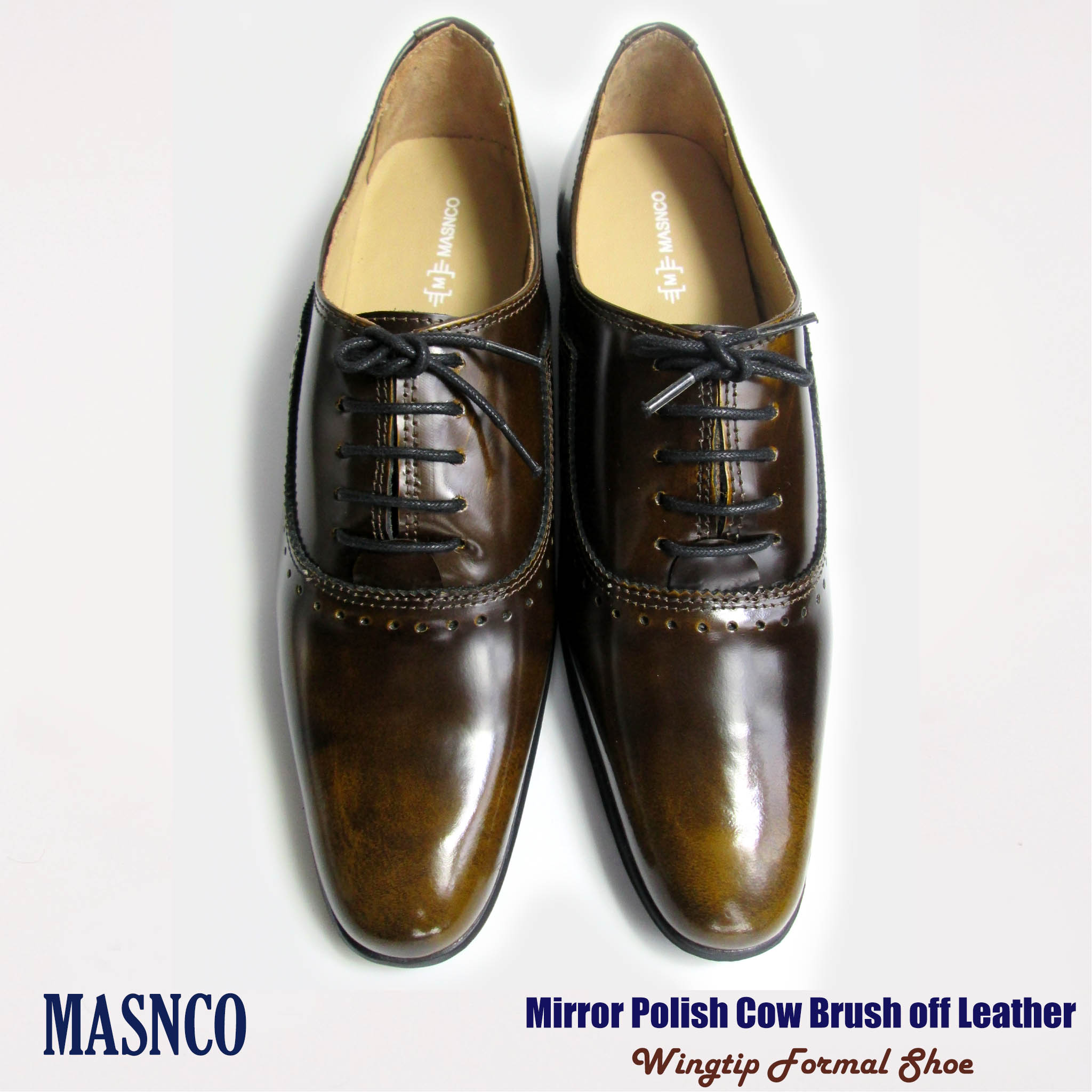 Mirror polish Brown Formal Leather Shoes for Men